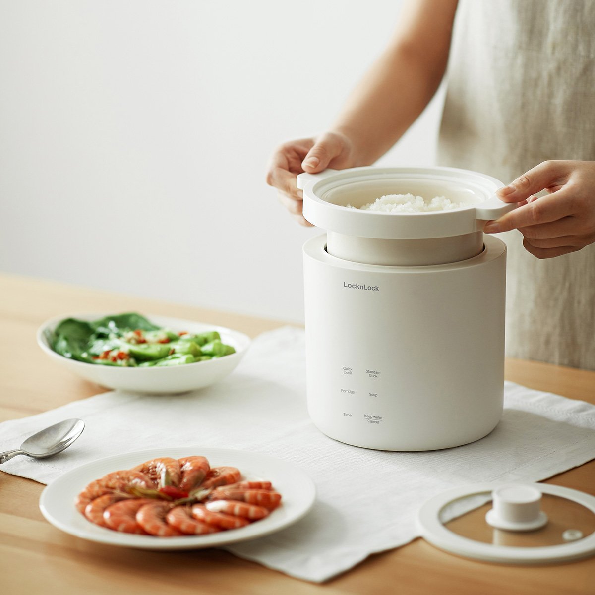 Nồi Cơm Điện Mini LocknLock Bianco Mini Rice Cooker 220V, 50Hz, 300W, 0.6L - Màu Ngà - EJR314IVY, , large image number 1